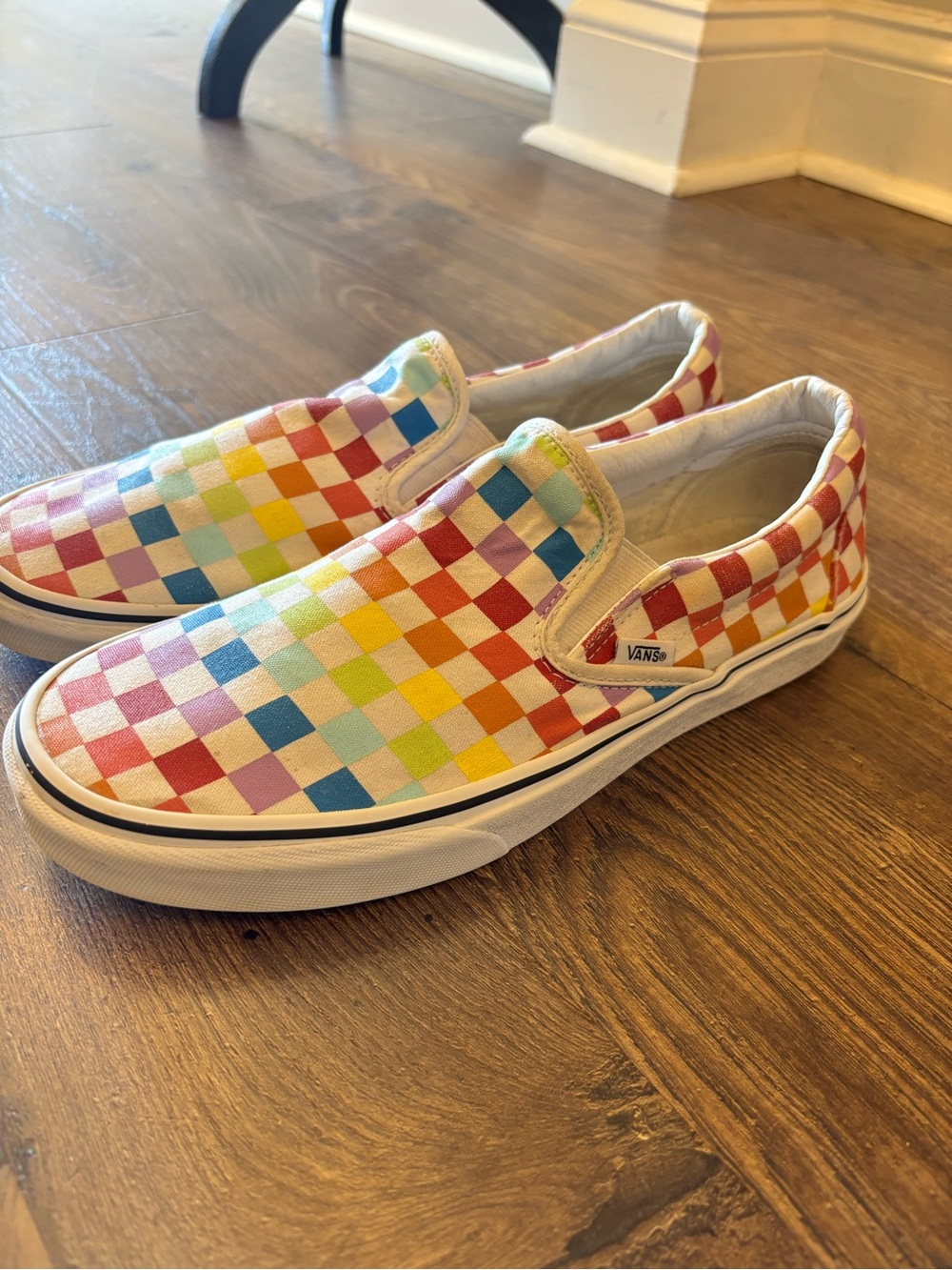 Vans Slip-On Checkerboard Sneakers in Rainbow Colors - Picture 11 of 11